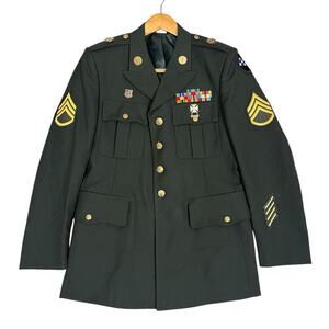 U.S. Army Enlisted Class A Green Service Uniform Coat 42R Decorated Wool Blend